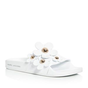 Marc Jacobs Daisy Aqua Embellished Pool Slides